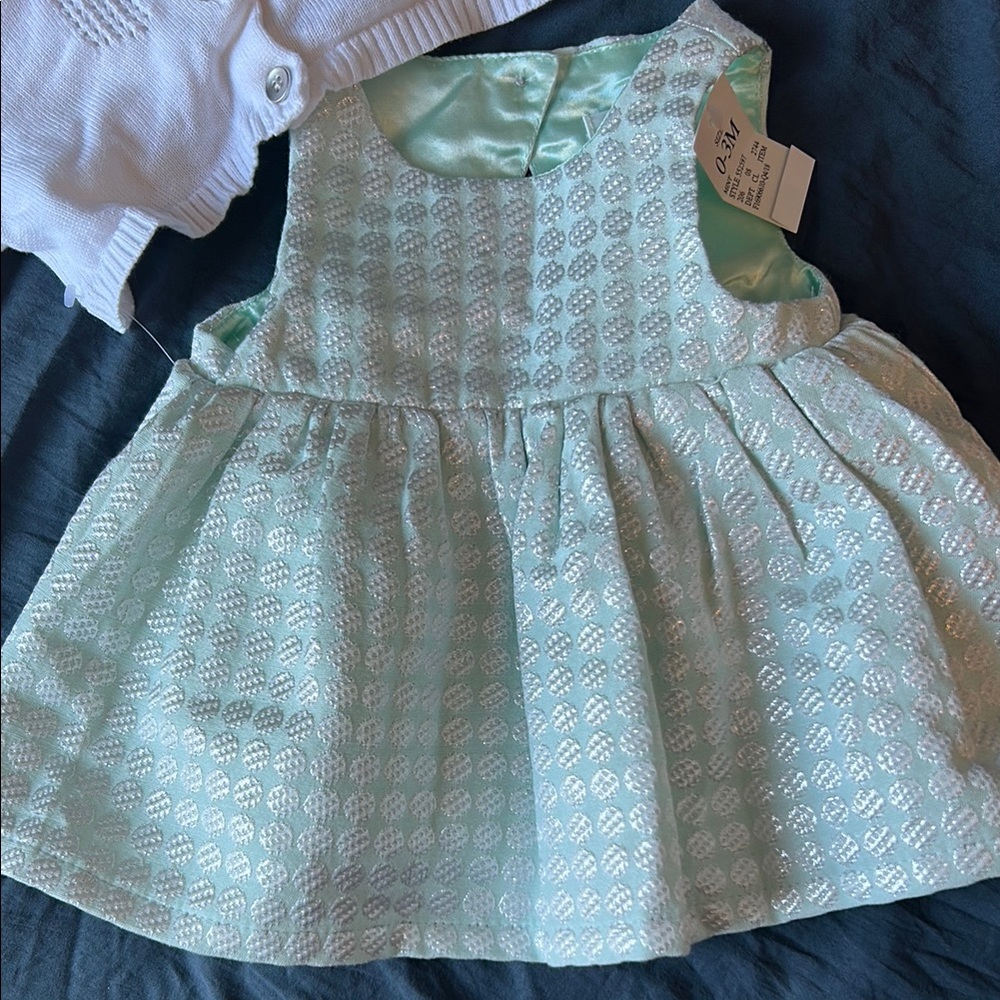 Carter's White Cardigan and Mint Dress Set - Picture 3 of 4